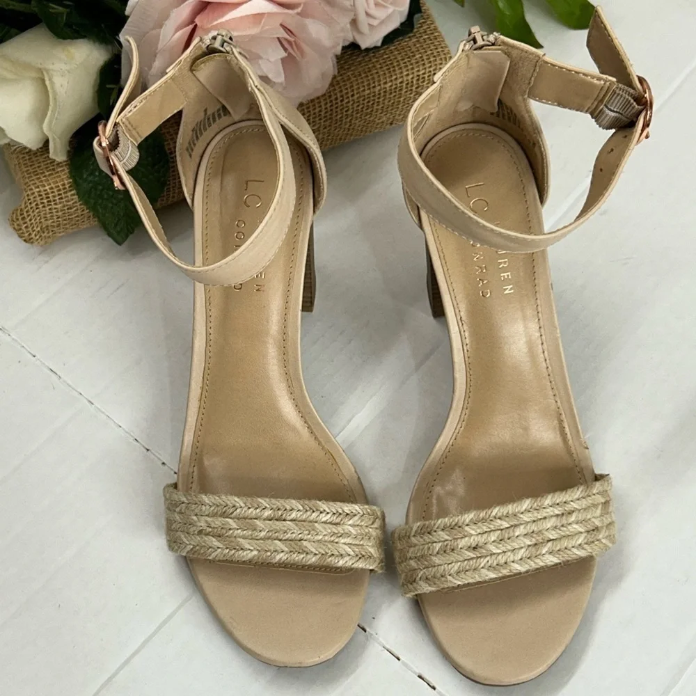 LC Lauren Conrad Tan Block Heel Sandals